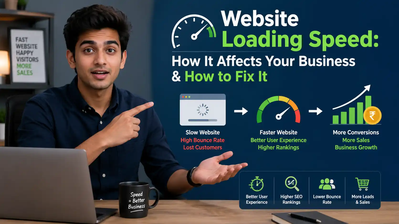 "Website loading speed optimization showing faster performance metrics"